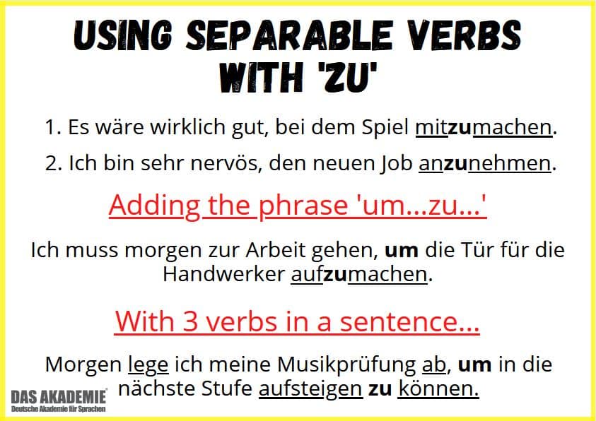 How to add zu into the sentence